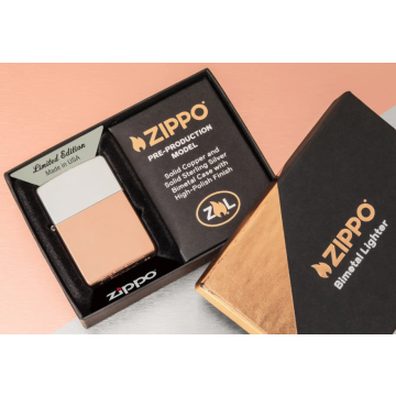 Zippo 48694 Bimetal Case Lighter – Sterling Silver Lid