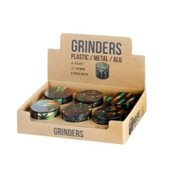 Super Heroes Grinder 63mm  metal Leaf design black (6x)