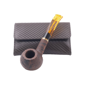 Chacom - Brown Sandblasted Tobacco Pipe and Pouch