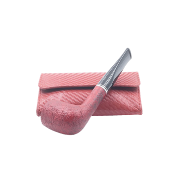 Chacom red Sandblasted Tobacco Pipe and Pouch