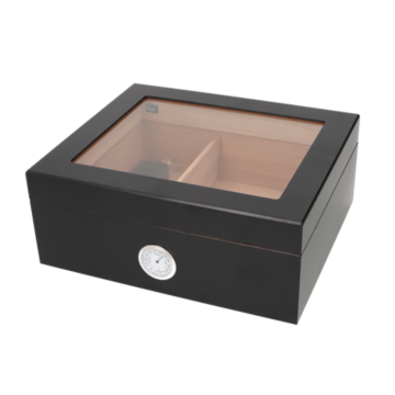 Angelo Humidor Black Matt Met Glas Voor 50 sig