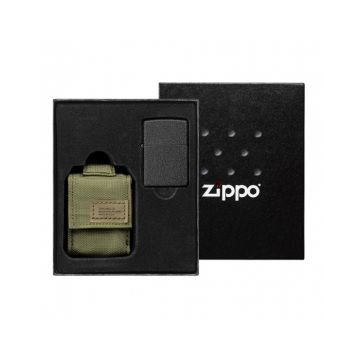 Zippo Molle OD Green Pouch and Black Crackle®. Gift Set